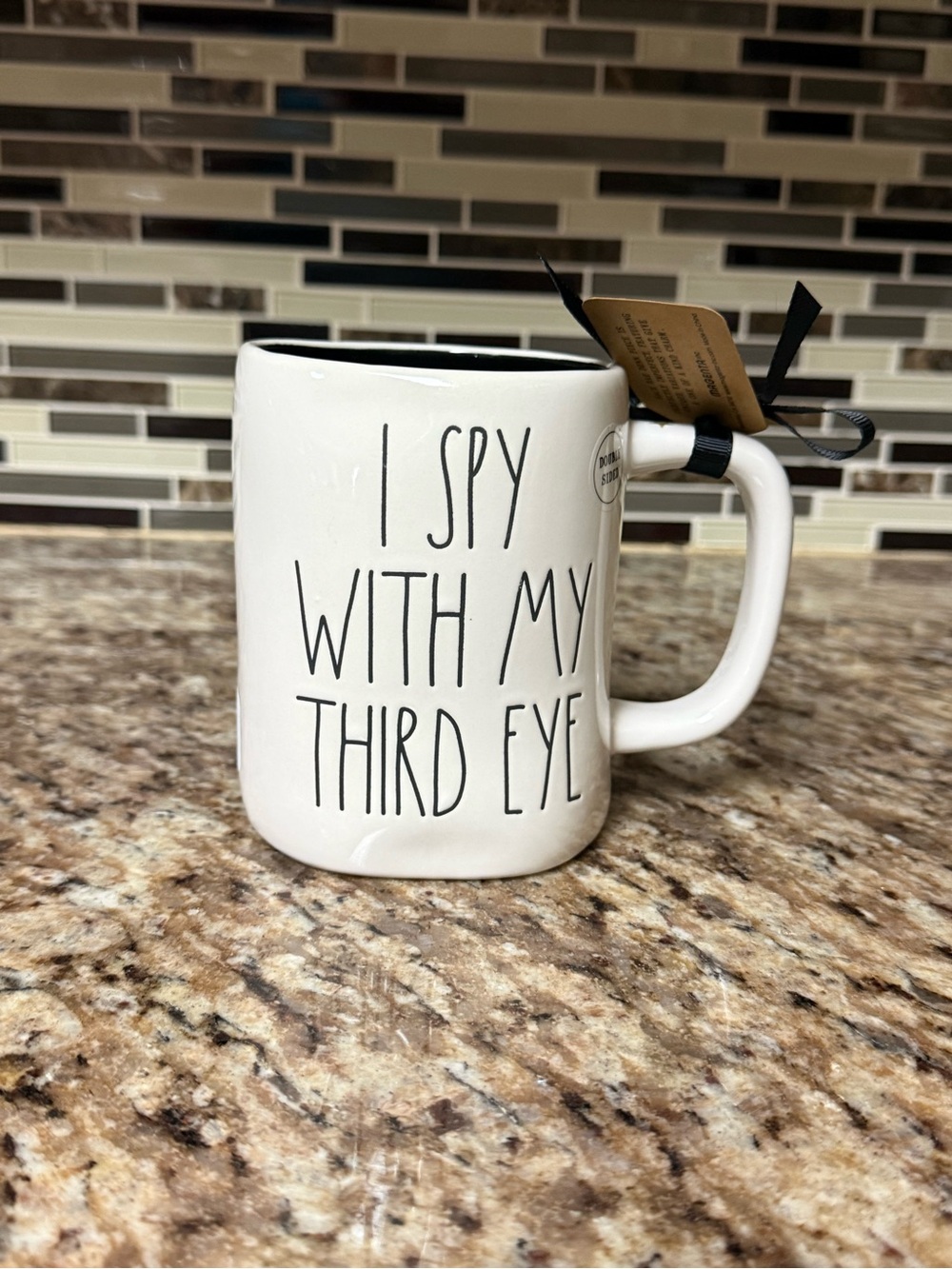 Rae Dunn White 'I Spy With My Third Eye' Ceramic Mug